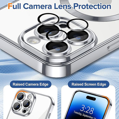 Funda MagSafe para Apple iPhone 14 Pro Max, Techsuit, Luxury Crystal, Plateada
