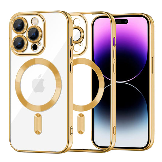 Funda MagSafe para Apple iPhone 14 Pro Max, Techsuit, Luxury Crystal, Dorada