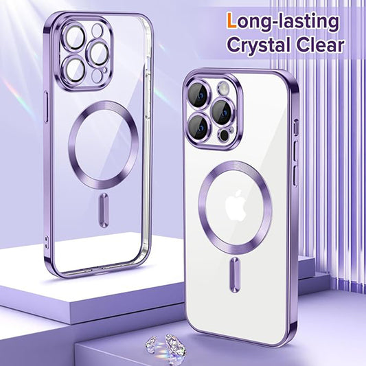 Funda MagSafe para Apple iPhone 14 Pro Max, Techsuit, Luxury Crystal, Morado Claro