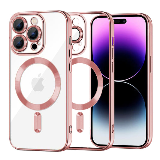 Funda MagSafe para Apple iPhone 14 Pro Max, Techsuit, Luxury Crystal, Rosa