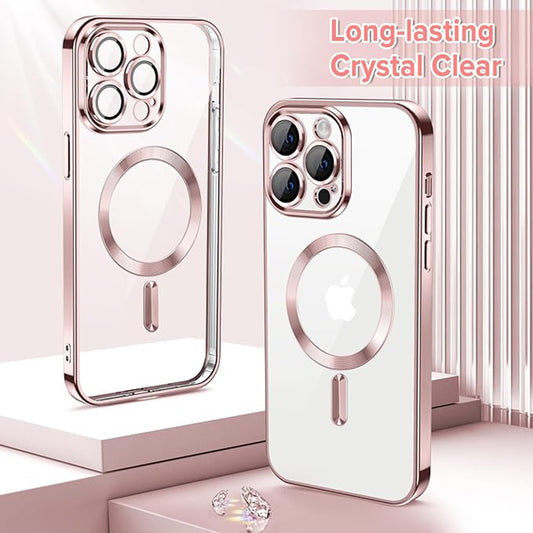 Funda MagSafe para Apple iPhone 14 Pro Max, Techsuit, Luxury Crystal, Rosa