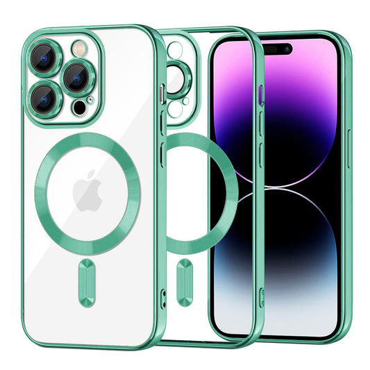 Funda MagSafe para Apple iPhone 14 Pro Max, Techsuit, Luxury Crystal, Verde Claro