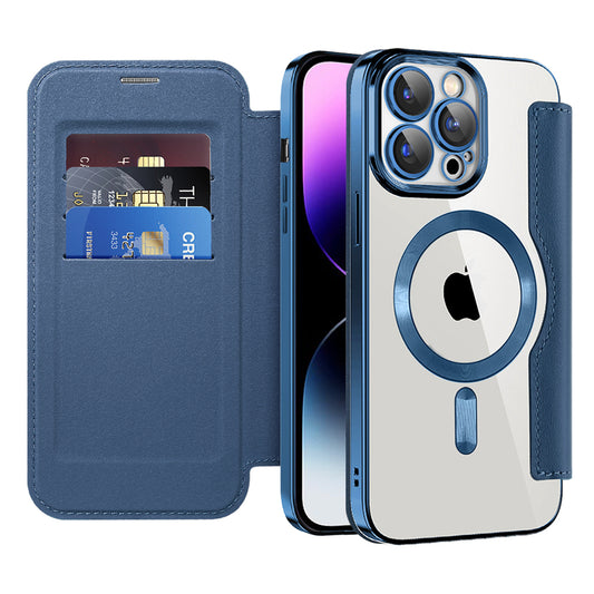 Funda MagSafe para Apple iPhone 14 Pro Max, Techsuit, SmartMag Book, Azul