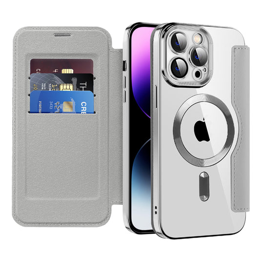 Funda MagSafe para Apple iPhone 14 Pro Max, Techsuit, SmartMag Book, Gris