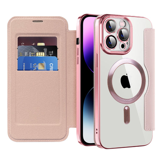 Funda MagSafe para Apple iPhone 14 Pro Max, Techsuit, SmartMag Book, Rosa