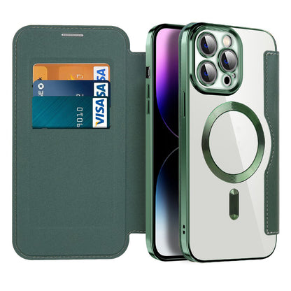 MagSafe Case for Apple iPhone 14 Pro Max, Techsuit, SmartMag Book, Green
