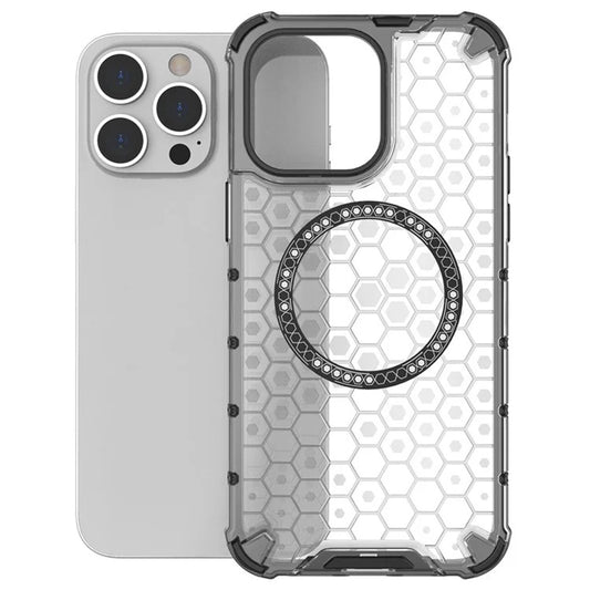 Funda MagSafe para Apple iPhone 14 Pro, Techsuit, HoneyComb Shield, Negra