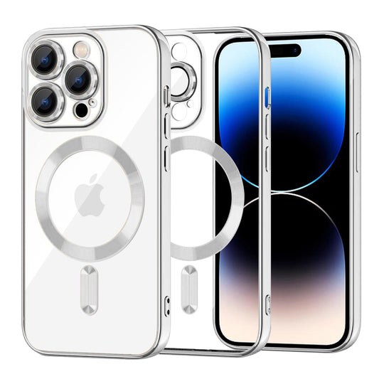 Funda MagSafe para Apple iPhone 14 Pro, Techsuit, Luxury Crystal, Plateada