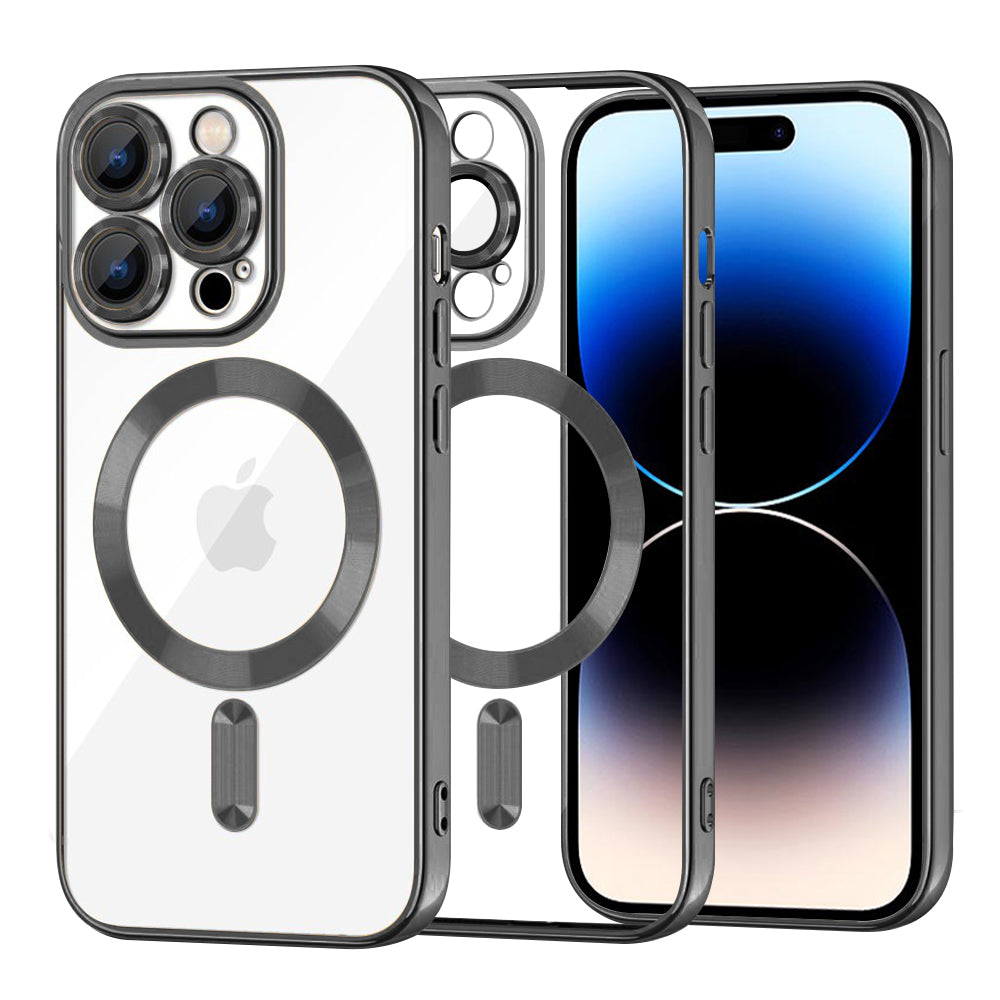 Funda MagSafe para Apple iPhone 14 Pro, Techsuit, Luxury Crystal, Negra