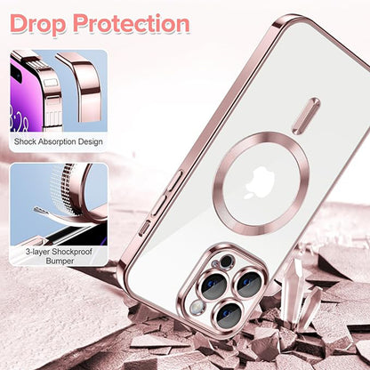 Funda MagSafe para Apple iPhone 14 Pro, Techsuit, Luxury Crystal, Rosa