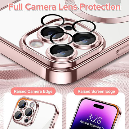 Funda MagSafe para Apple iPhone 14 Pro, Techsuit, Luxury Crystal, Rosa