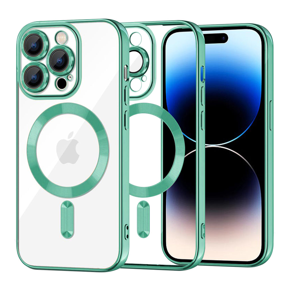 Funda MagSafe para Apple iPhone 14 Pro, Techsuit, Luxury Crystal, Verde Claro