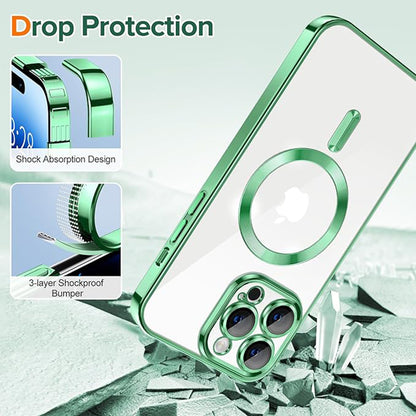 Funda MagSafe para Apple iPhone 14 Pro, Techsuit, Luxury Crystal, Verde Claro