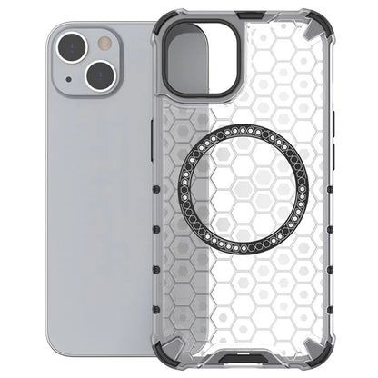 Funda MagSafe para Apple iPhone 14, Techsuit, HoneyComb Shield, Blanca