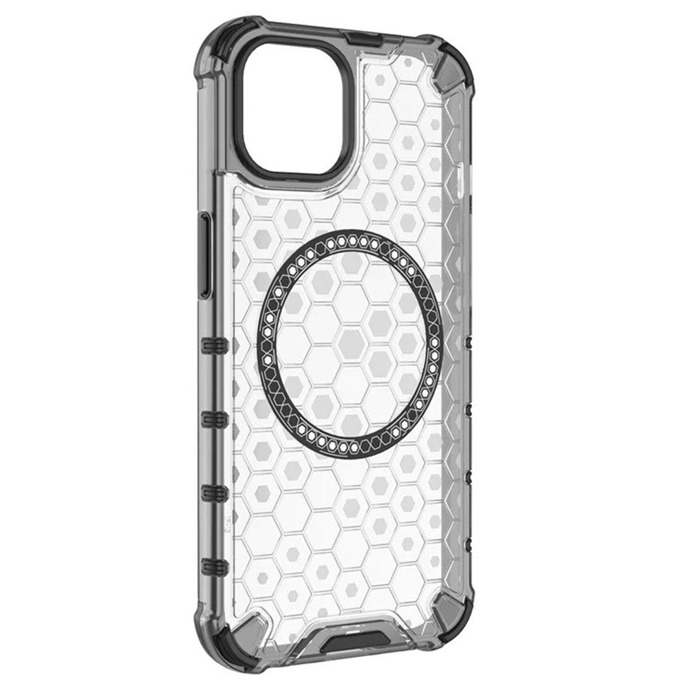 Funda MagSafe para Apple iPhone 14, Techsuit, HoneyComb Shield, Blanca