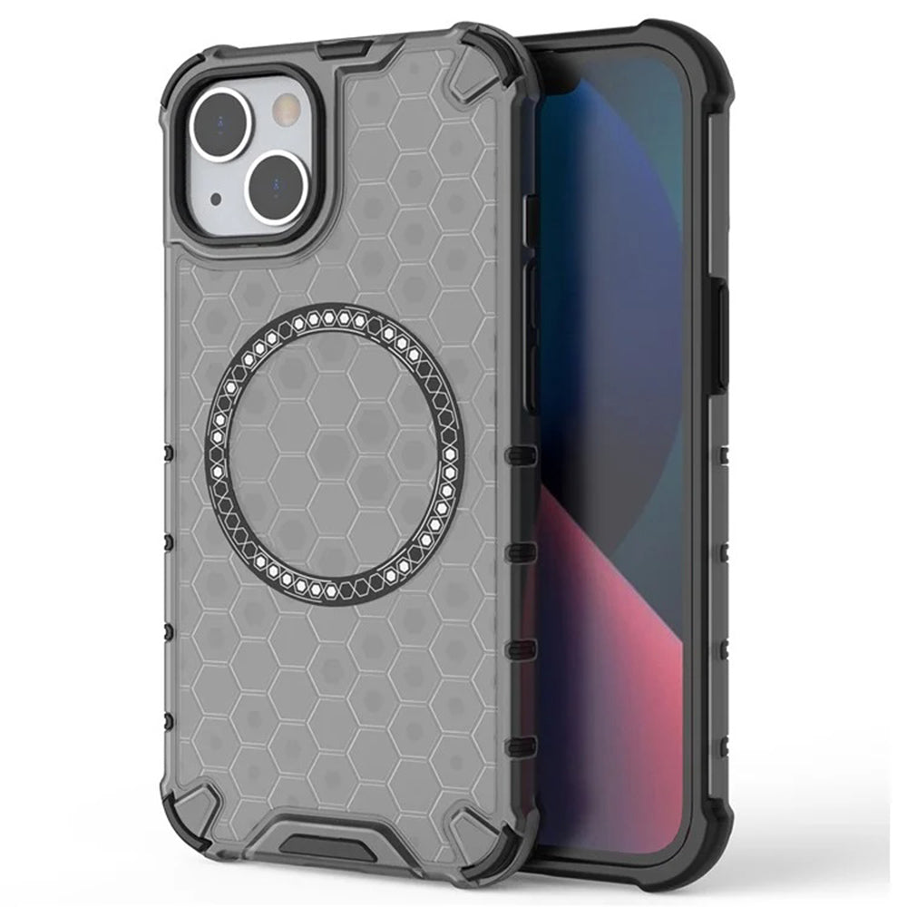 Funda MagSafe para Apple iPhone 14, Techsuit, HoneyComb Shield, Negra