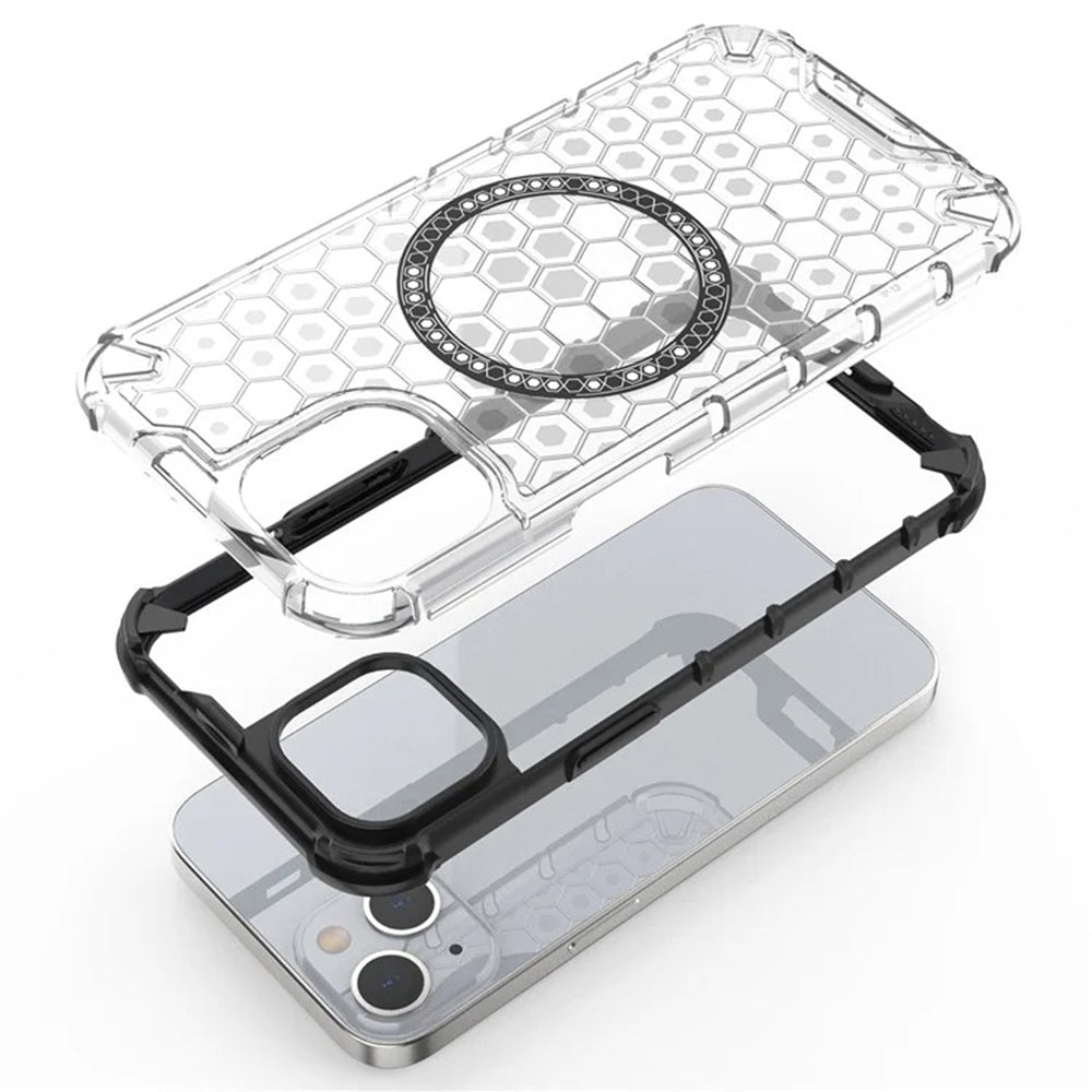 Funda MagSafe para Apple iPhone 14, Techsuit, HoneyComb Shield, Negra