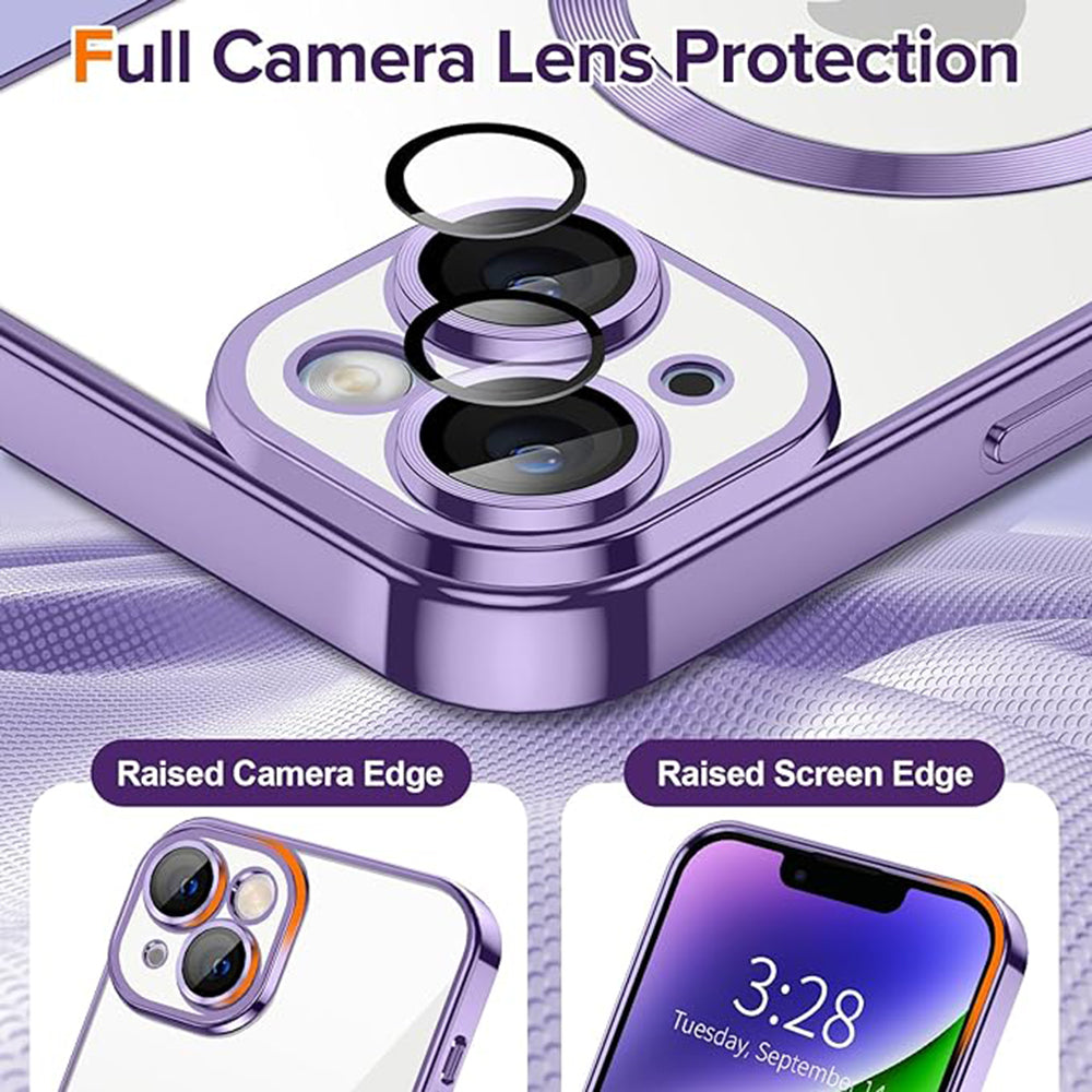 Funda MagSafe para Apple iPhone 14, Techsuit, Luxury Crystal, Morado Claro