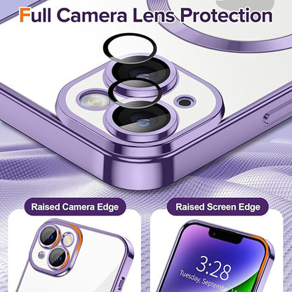 Funda MagSafe para Apple iPhone 14, Techsuit, Luxury Crystal, Morado Claro