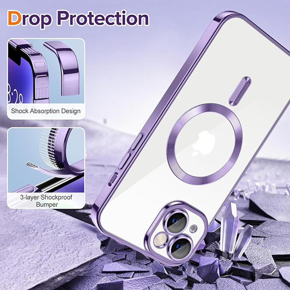Funda MagSafe para Apple iPhone 14, Techsuit, Luxury Crystal, Morado Claro