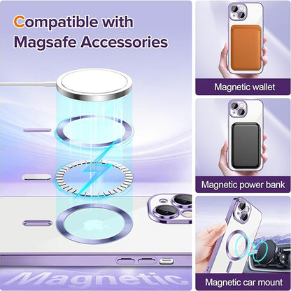 Funda MagSafe para Apple iPhone 14, Techsuit, Luxury Crystal, Morado Claro