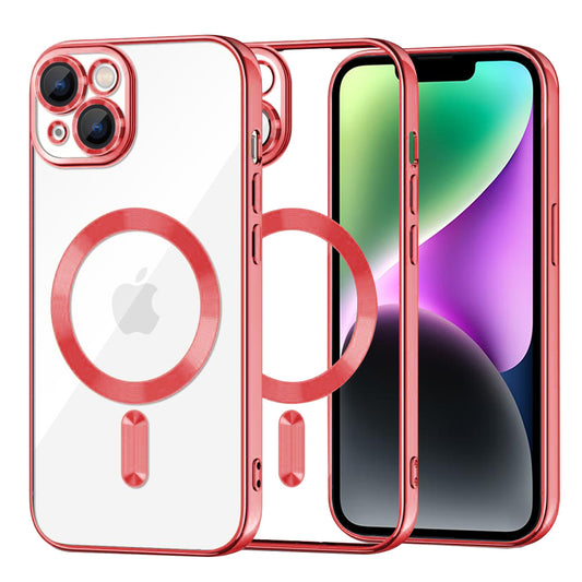 Funda MagSafe para Apple iPhone 14, Techsuit, Luxury Crystal, Roja