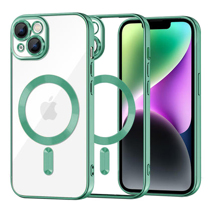 Funda MagSafe para Apple iPhone 14, Techsuit, Luxury Crystal, Verde Claro