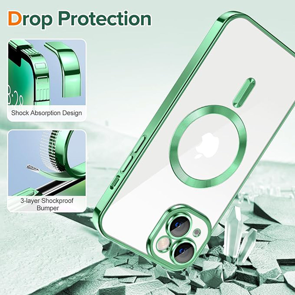Funda MagSafe para Apple iPhone 14, Techsuit, Luxury Crystal, Verde Claro