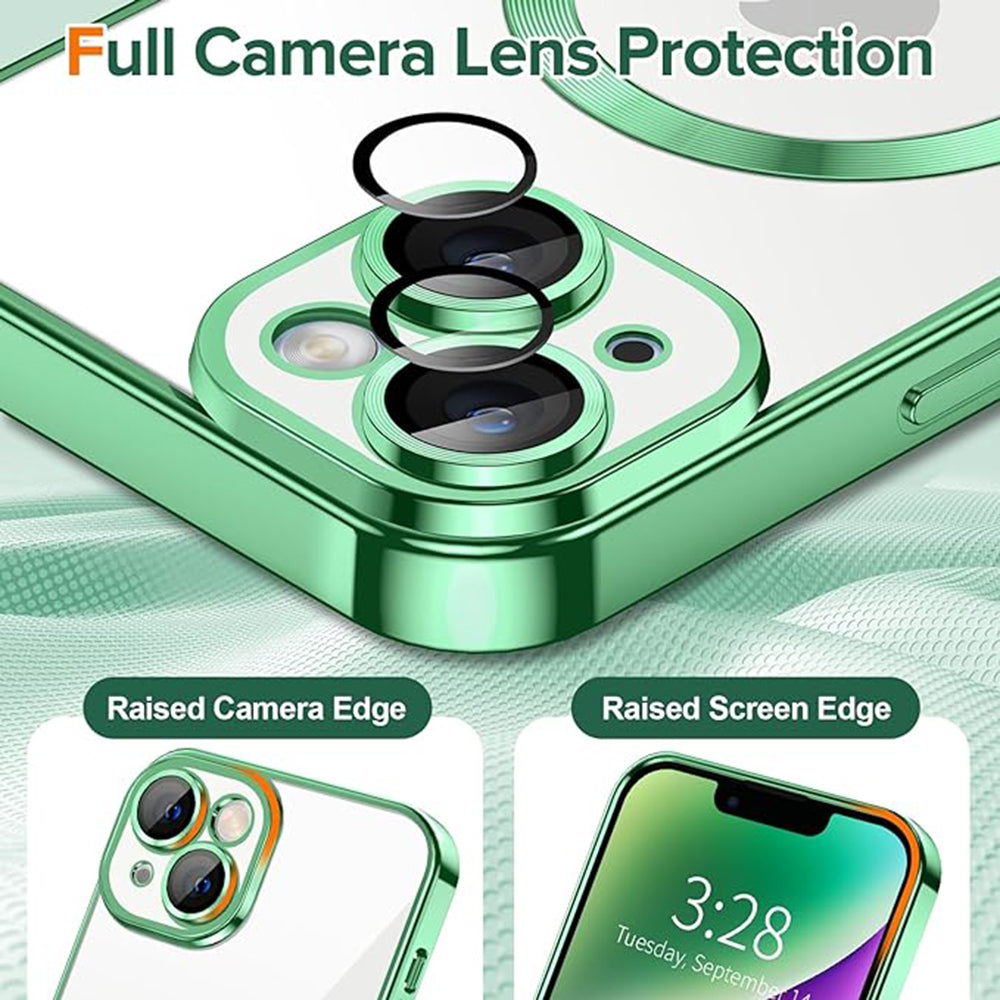 Funda MagSafe para Apple iPhone 14, Techsuit, Luxury Crystal, Verde Claro