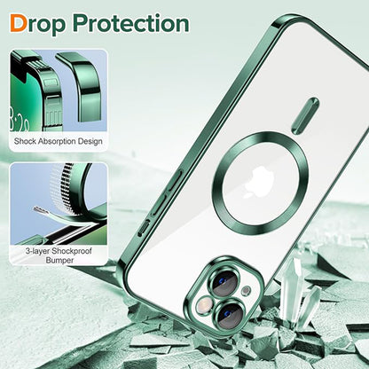 Funda MagSafe para Apple iPhone 14, Techsuit, Luxury Crystal, Verde Oscuro