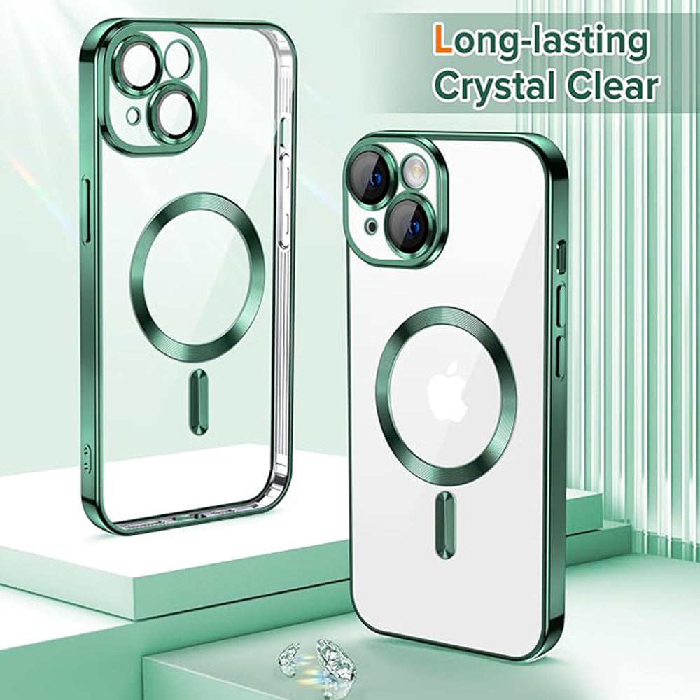 Funda MagSafe para Apple iPhone 14, Techsuit, Luxury Crystal, Verde Oscuro