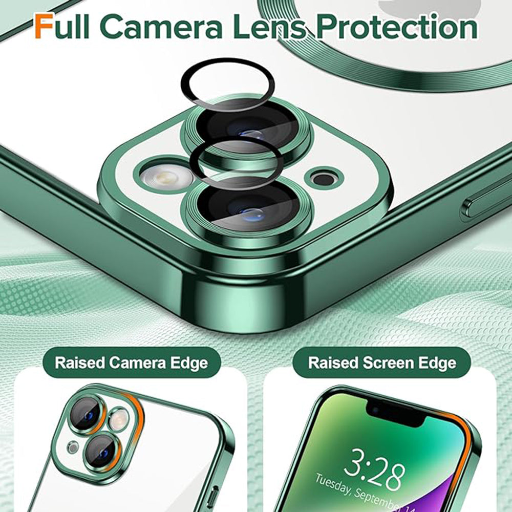 Funda MagSafe para Apple iPhone 14, Techsuit, Luxury Crystal, Verde Oscuro