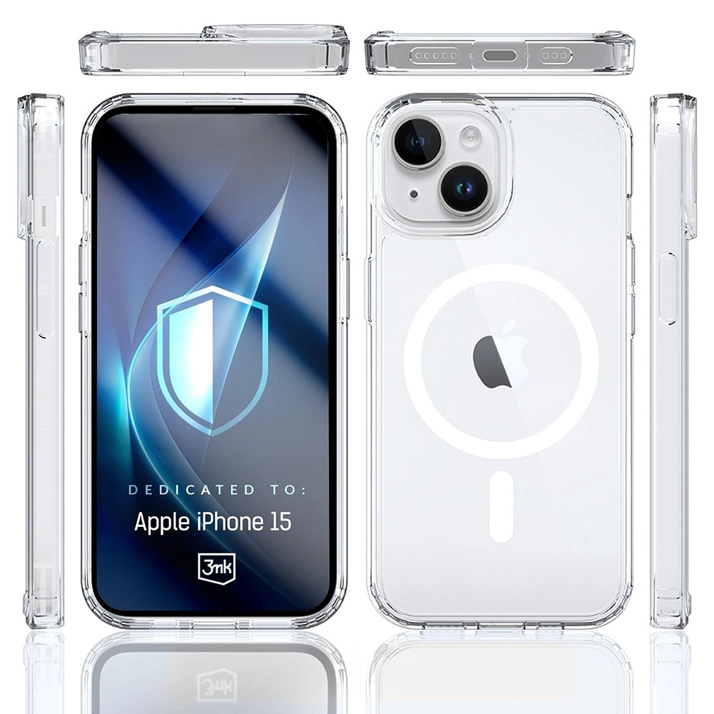 Funda MagSafe para Apple iPhone 15, 3MK, Armor MagCase, Transparente