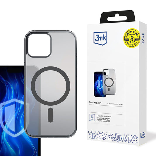 Funda MagSafe para Apple iPhone 15, 3MK, Frosty MagCase, Negra Satinada