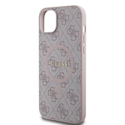 Funda MagSafe para Apple iPhone 15, Guess, Colección 4G, Rosa.