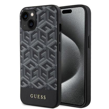 Funda MagSafe para Apple iPhone 15, Guess, GCube Stripes, Negra