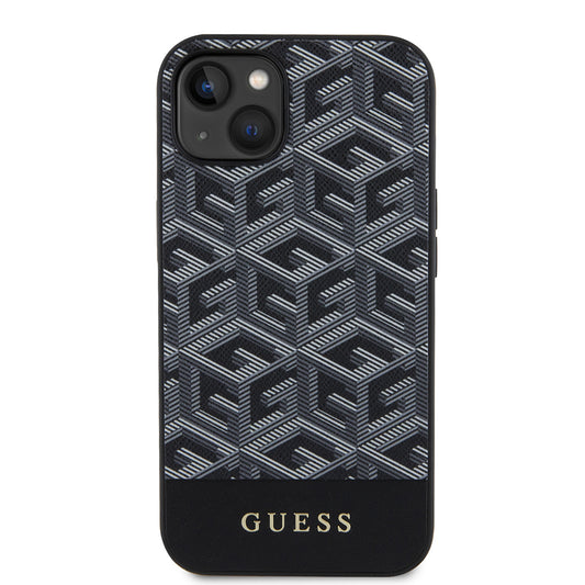 Funda MagSafe para Apple iPhone 15, Guess, GCube Stripes, Negra