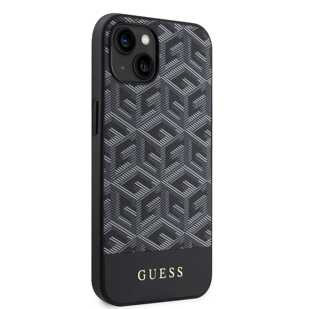 Funda MagSafe para Apple iPhone 15, Guess, GCube Stripes, Negra