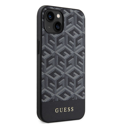 Funda MagSafe para Apple iPhone 15, Guess, GCube Stripes, Negra