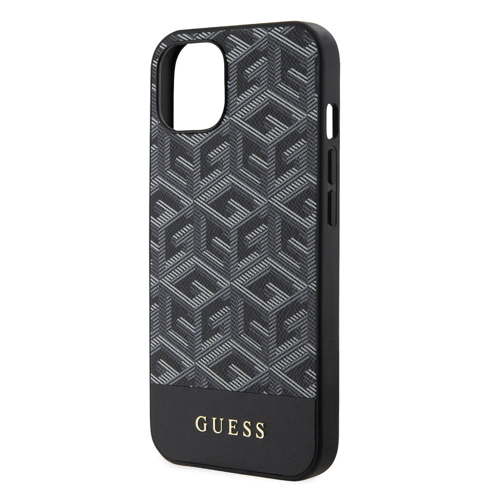 Funda MagSafe para Apple iPhone 15, Guess, GCube Stripes, Negra