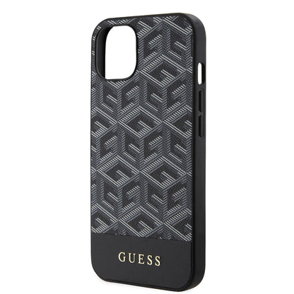 Funda MagSafe para Apple iPhone 15, Guess, GCube Stripes, Negra