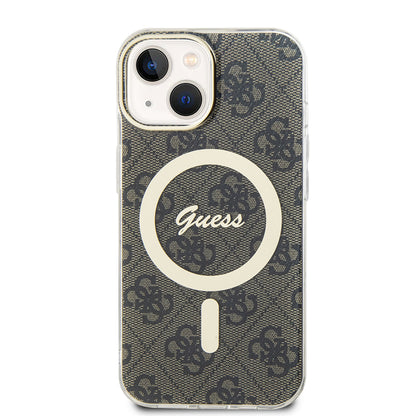 Funda MagSafe para Apple iPhone 15, Guess, IML 4G, Marrón