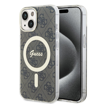 Funda MagSafe para Apple iPhone 15, Guess, IML 4G, Marrón