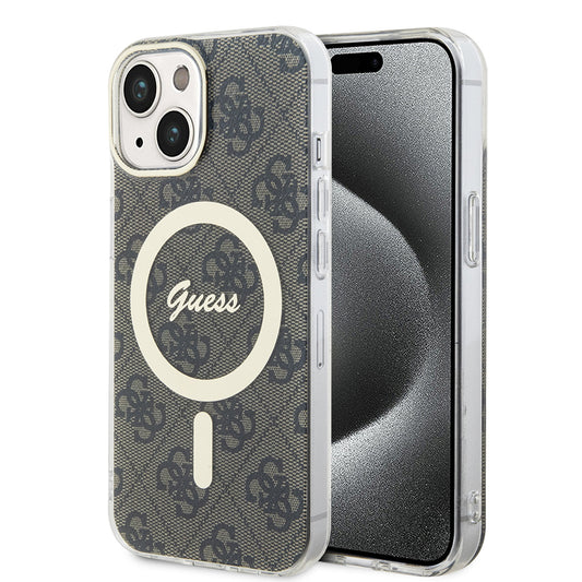 Funda MagSafe para Apple iPhone 15, Guess, IML 4G, Marrón