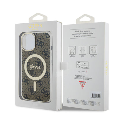 Funda MagSafe para Apple iPhone 15, Guess, IML 4G, Marrón