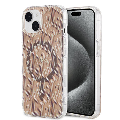 Funda MagSafe para Apple iPhone 15, Guess, IML Gcube, Marrón