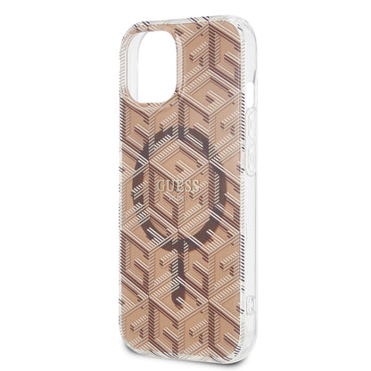 Funda MagSafe para Apple iPhone 15, Guess, IML Gcube, Marrón