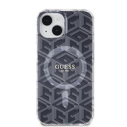 Funda MagSafe para Apple iPhone 15, Guess, IML Gcube, Negra