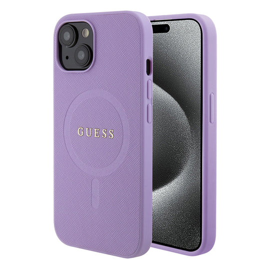Funda MagSafe para Apple iPhone 15, Guess, Saffiano, Morado