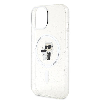 Funda MagSafe para Apple iPhone 15, Karl Lagerfeld, Glitter, Transparente